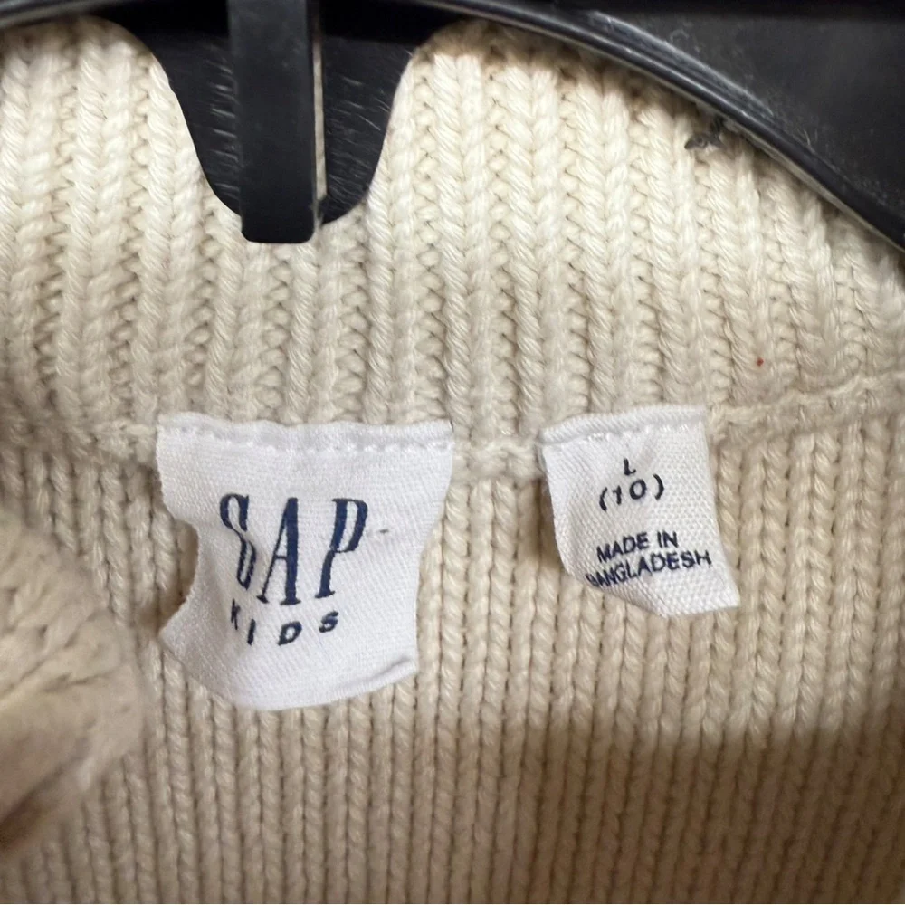 GAP Kids Organic Cotton Button Mock Neck Cable Knit Sweater